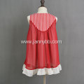 Hot sale red chiffon cotton linen stripe dress
